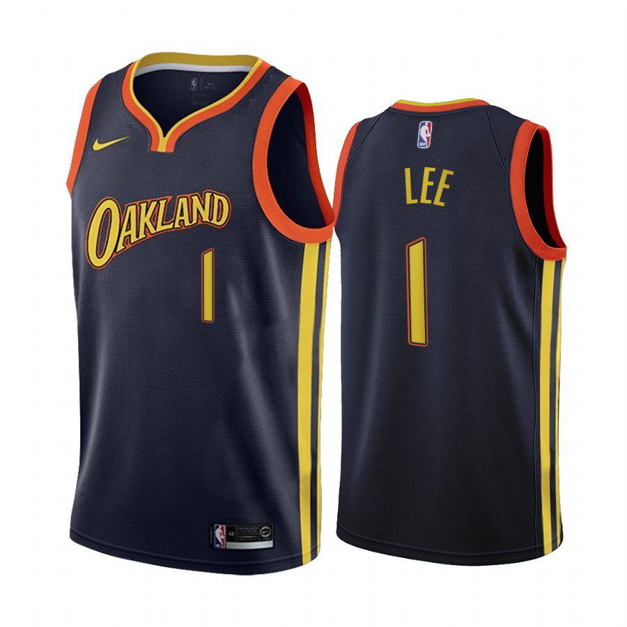 Men Golden State Warriors #1 damion lee navy city edition oakland 2020 nba jersey